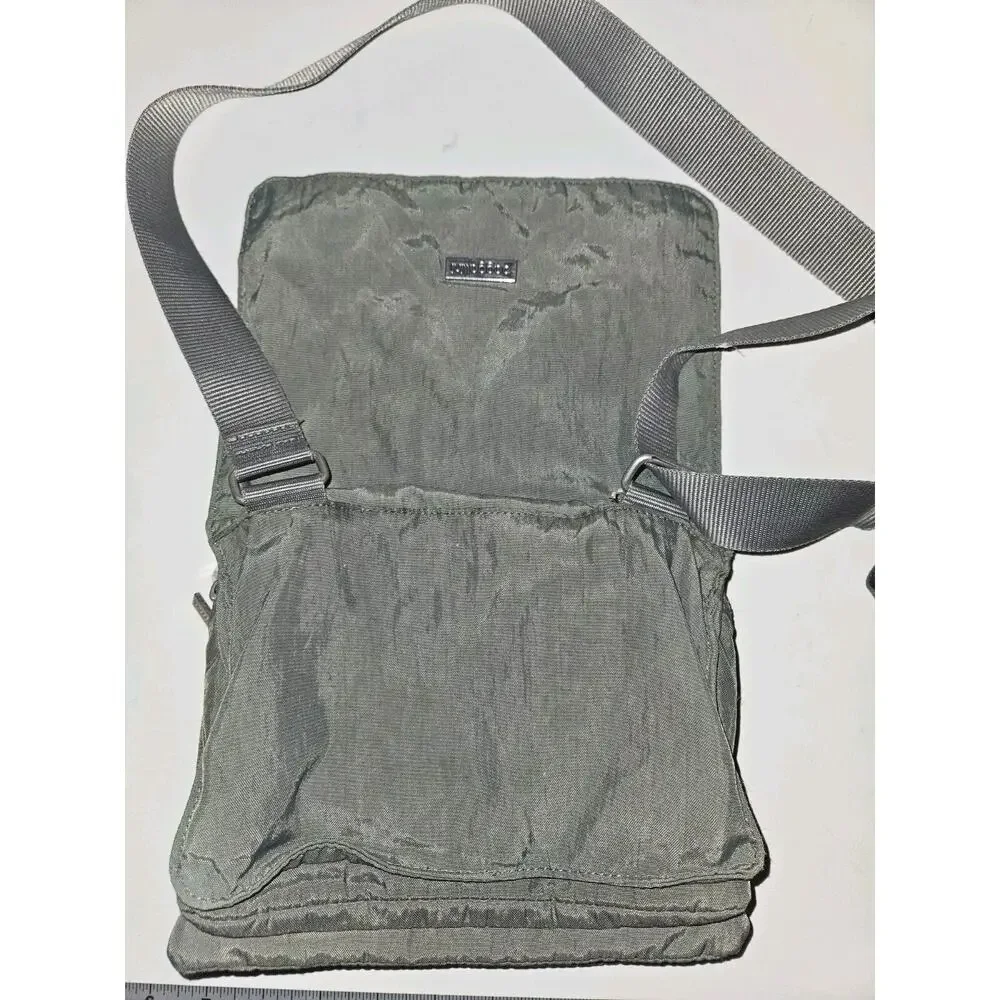 Baggallini Multi Zipper Crossbody Bag Gray Nylon Multi Pocket 9x7.5x5